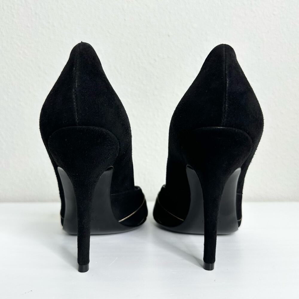 GUCCI Peep Toe Black Pumps with Gold Trim Size 37.5 - Picture 5 of 8